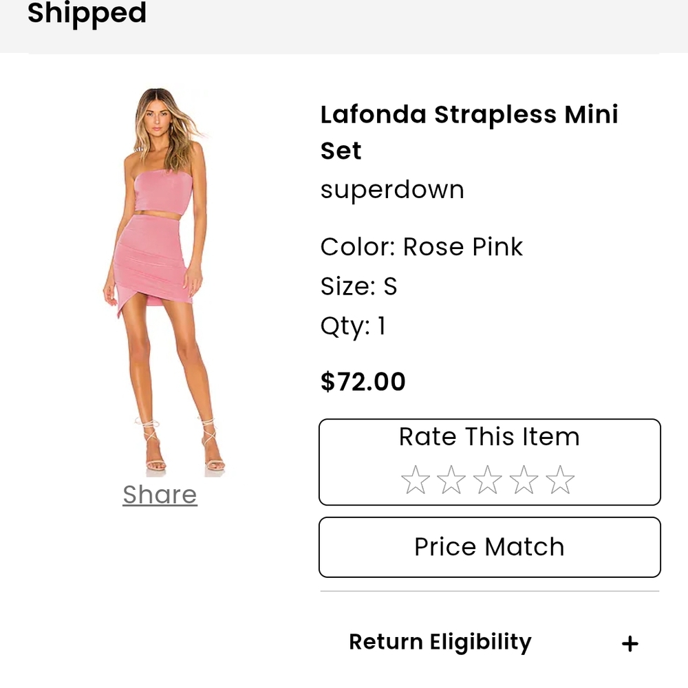 Superdown Rose Pink Strapless Mini Set